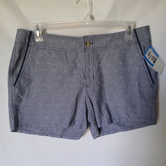 Columbia Womens Sportwear PFG Shorts Size 14 Collegiate Navy White Anchor Print - Picture 1 of 11